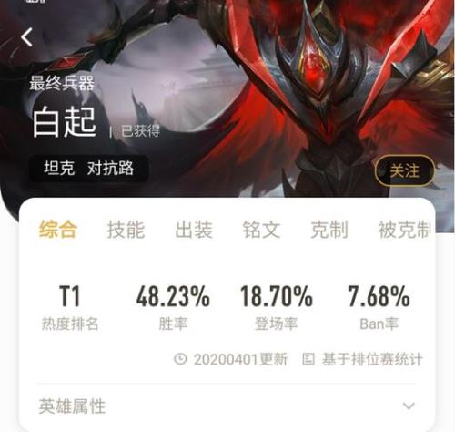 kpl白起出场率高吗
