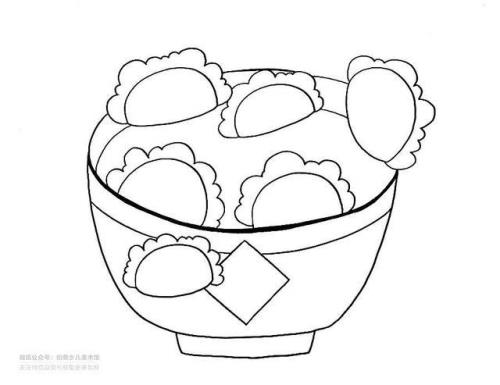 一家六口吃饺子简笔画