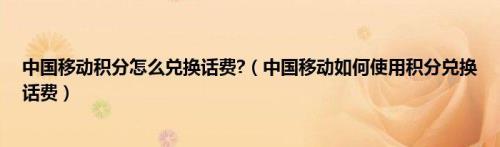 移动兑换的话费券怎么使用