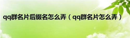 什么是群名片