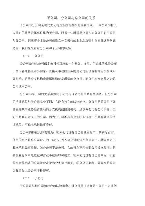 公司和分支机构的关系