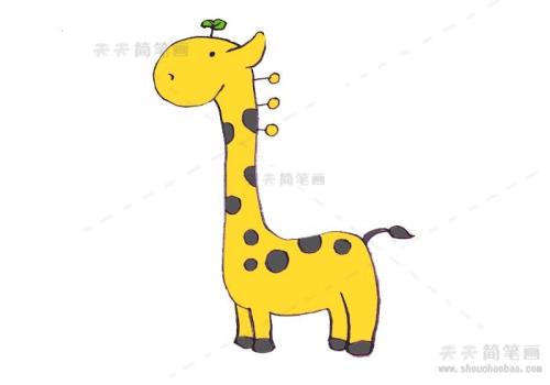 长颈鹿吃树叶简笔画