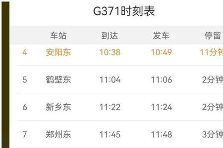 安阳东到杭州东高铁时刻表