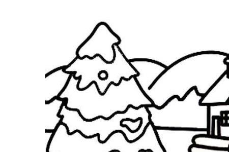 冬季多个房子雪景简笔画