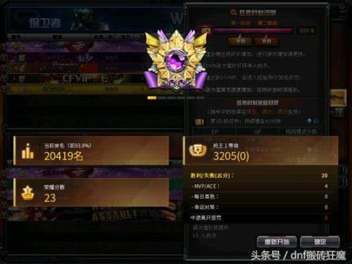 cf排位最低等级要求