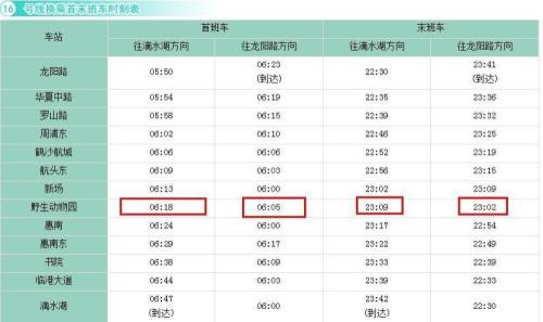上海16号线大站时间表