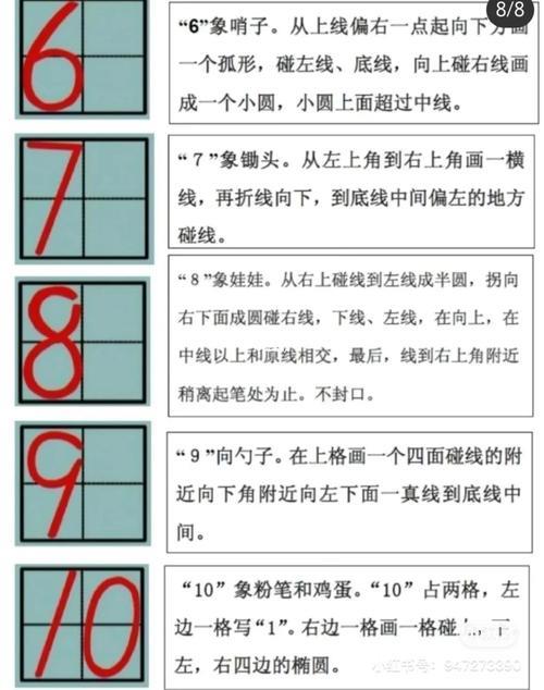 手写数字1到10的漂亮写法