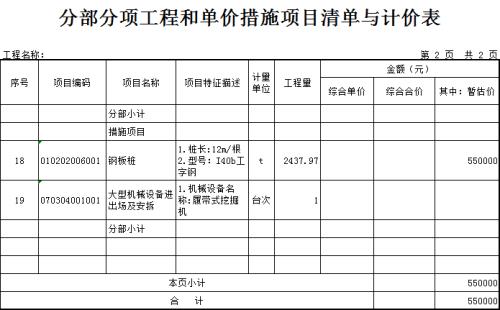 分部分项合计包括哪些