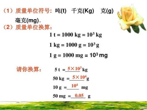kg→g→mg的十道单位换算题