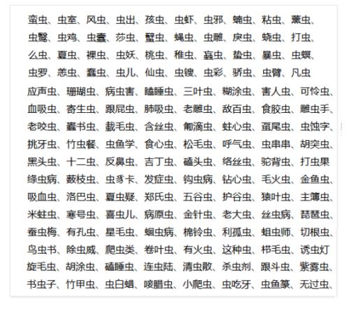 虫字旁的字跟什么有关