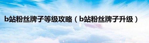 b站粉丝牌怎么设置