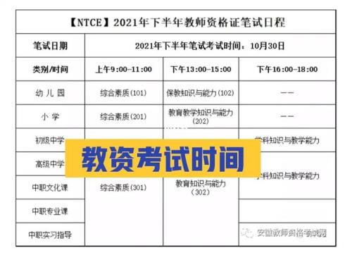 2021年下半年教资面试时间安排