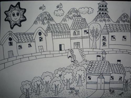 画家乡刮风简笔画