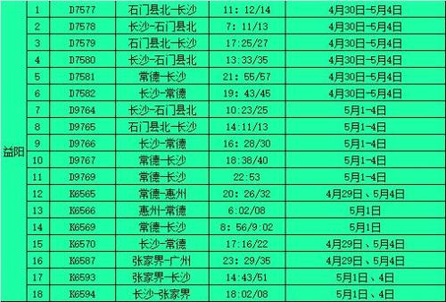 常德到珠海火车时刻表