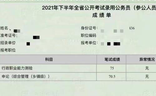 22年公考笔试最高分是多少