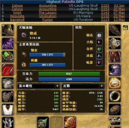 80魔兽世界级职业排行榜