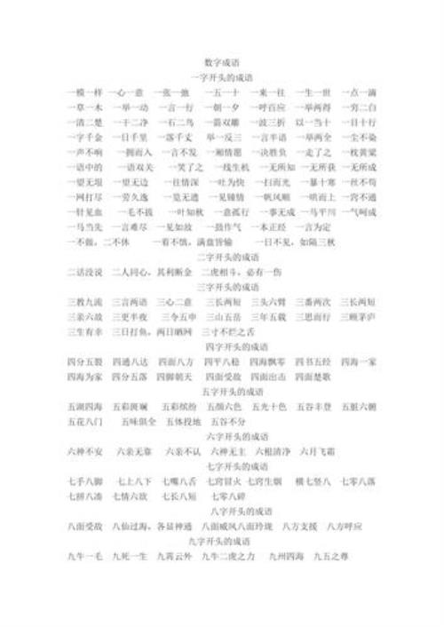 以字开头的数字成语