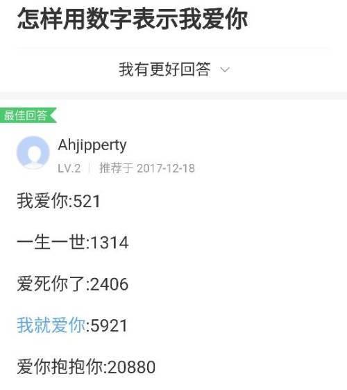 我爱你对应数字