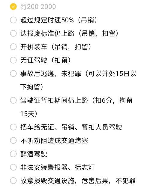 科目一罚款200到500元的题