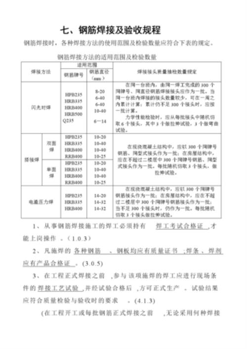 钢筋焊接的规范要求