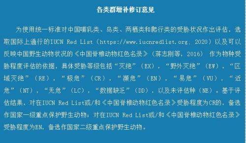 国家保护动物的级别划分标准