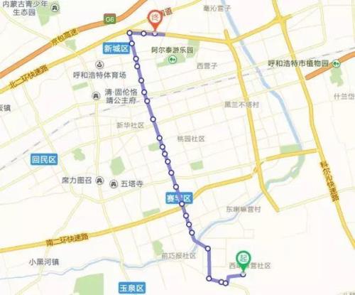 到呼市四十中学公交线路
