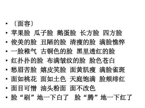 关于描写中学生的外貌词语