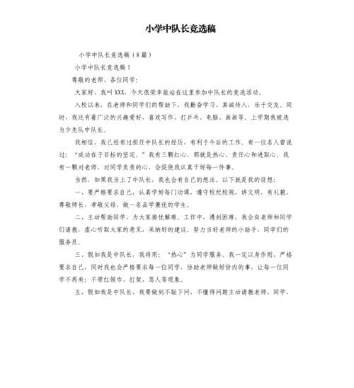 小学中队长的职务是什么
