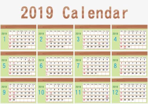 2019年日历表几个大月