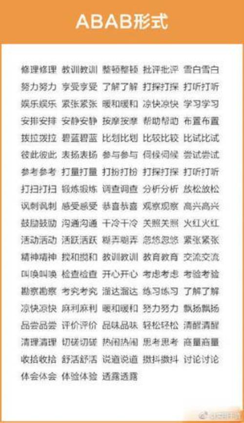 ABBab是什么成语