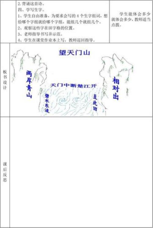 望天门山的中段表示江水的特点