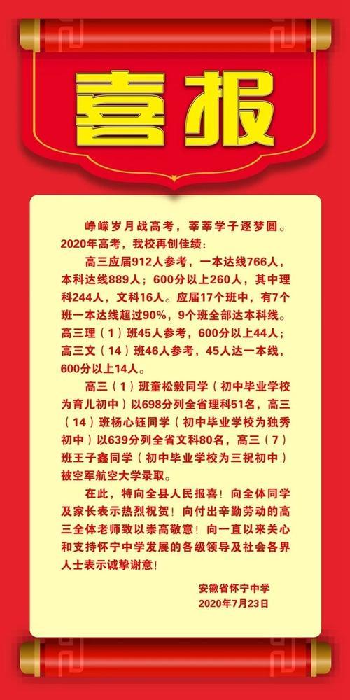 南宁邕宁高中2020高考喜报