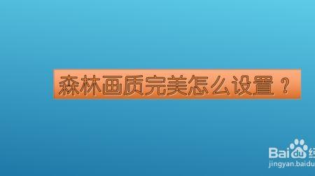 森林怎么提高帧数