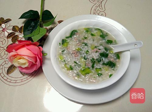 青菜肉丝粥的做法