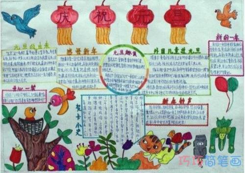2022元旦手抄报简单又好画句子