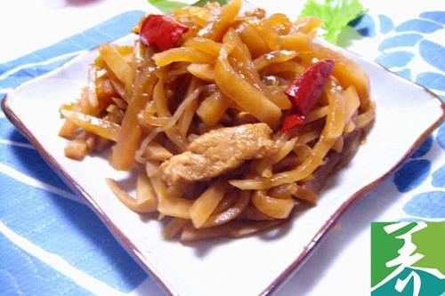 白萝卜炒猪肉的做法