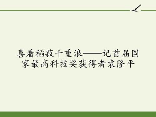 喜看稻菽千重浪是一篇什么文章