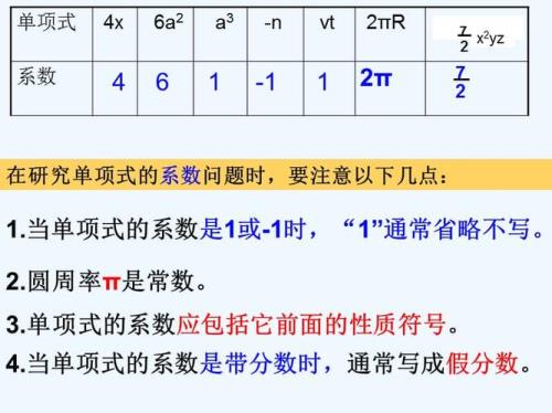 单项式的系数概念