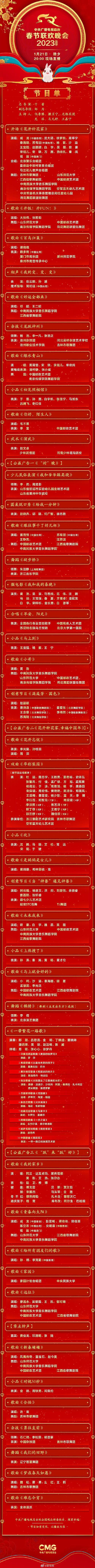 2023年春节联欢晚会什么时候播放