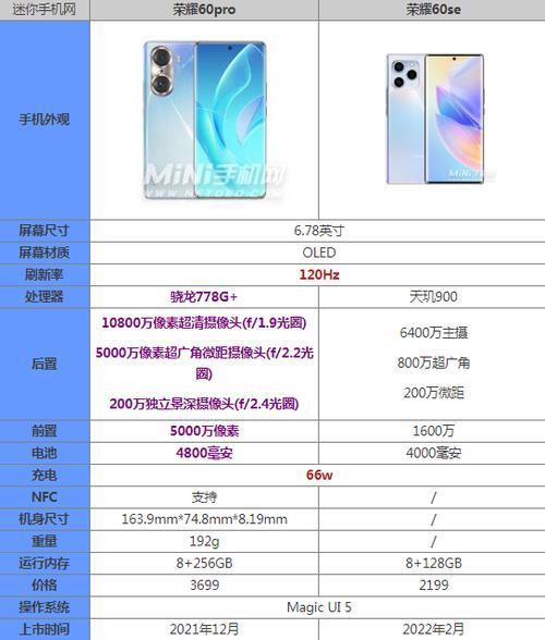 荣耀x60pro参数配置