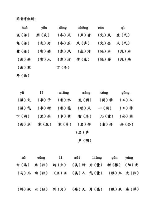 一年级力字组词语