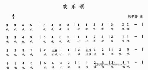 口琴简谱中的0怎么吹