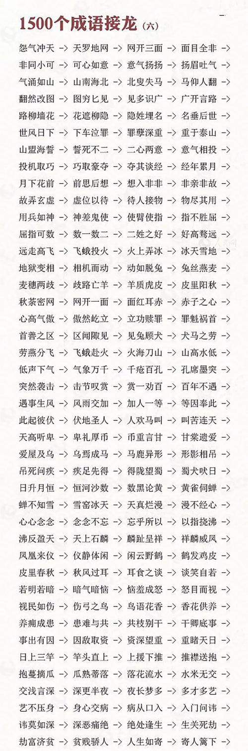 成语接龙顺序表