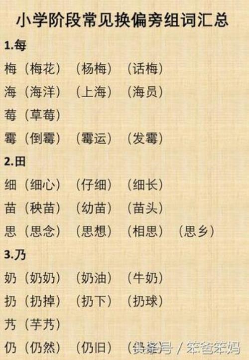 忆换偏旁组新字