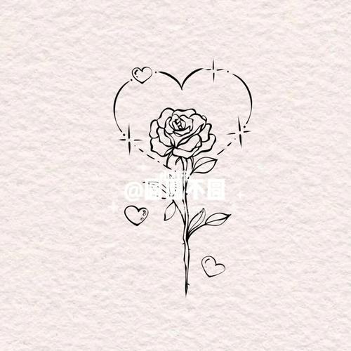 爱心玫瑰花简单画法