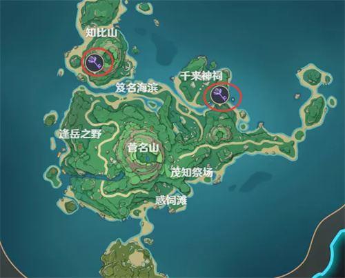 原神八酿岛在地图哪里