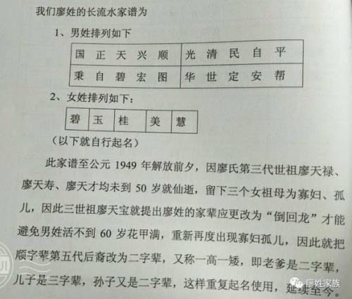 廖氏家谱十大辈分排名