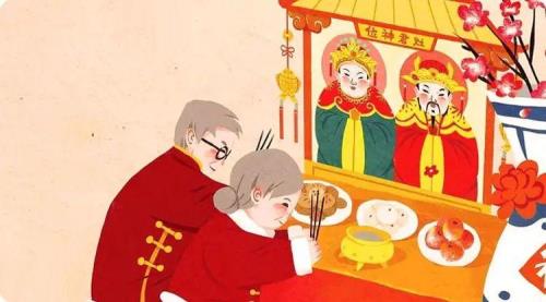 大年初四神位红布着火