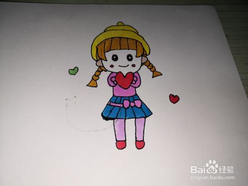 画一个小女孩简单漂亮完整画