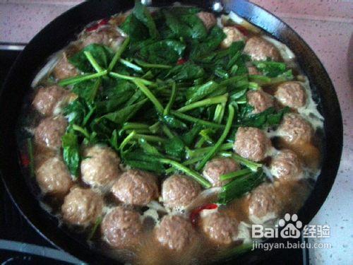 菠菜烧丸子正宗做法